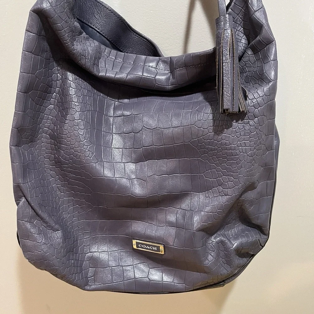 Coach Avery Handbag F26122 Lavender Croc Exotic‎ Embossed Leather Hobo Purse